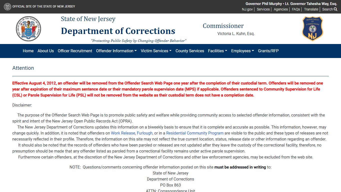 New Jersey Department of Corrections - www-doc.state.nj.us